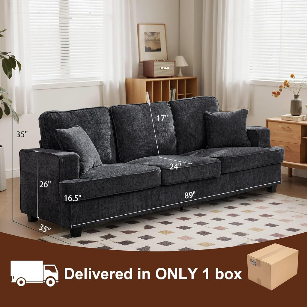 89" Sofa Couch for Living Room, Modern Loveseat Sofa with Extra Comfy Deep Seat