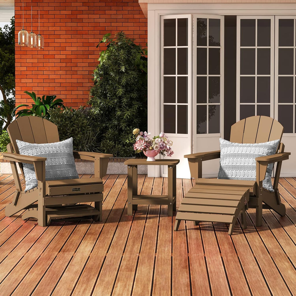 Folding Adirondack Ottoman Set of 2, Adirondack Footrest Without Assembly for Adirondack Chair, Brown