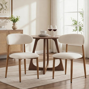 Dining Chairs Set of 2, Metal Kitchen Chairs with Modern Fabric Upholstered for Dining Room, Beige