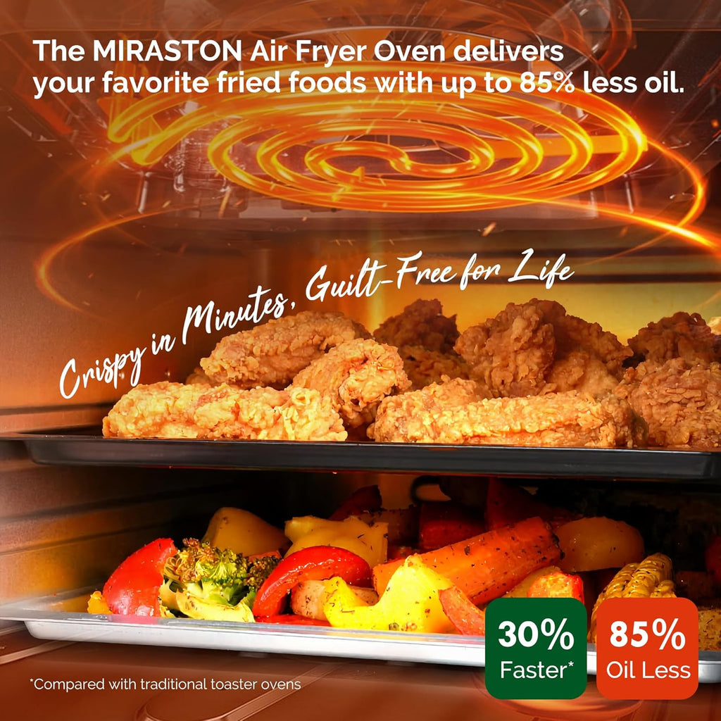 10QT Air Fryer Toaster Oven Combo with 10 Presets, Family Size Compact Oven for Roasting Whole Chicken/Double Cooking