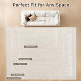 Area Rugs for Living Room 9x12, Non Slip Machine Washable Boho Neutral Modern Rug, Soft Fluffy Carpe