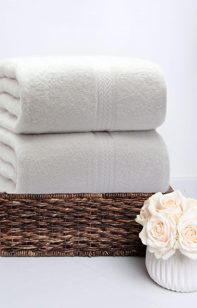 Ultra Soft Bath Sheet - 2 Pack 100% Ringspun Cotton Towels | Oversized 35x70 inches White Bath Sheet Towel