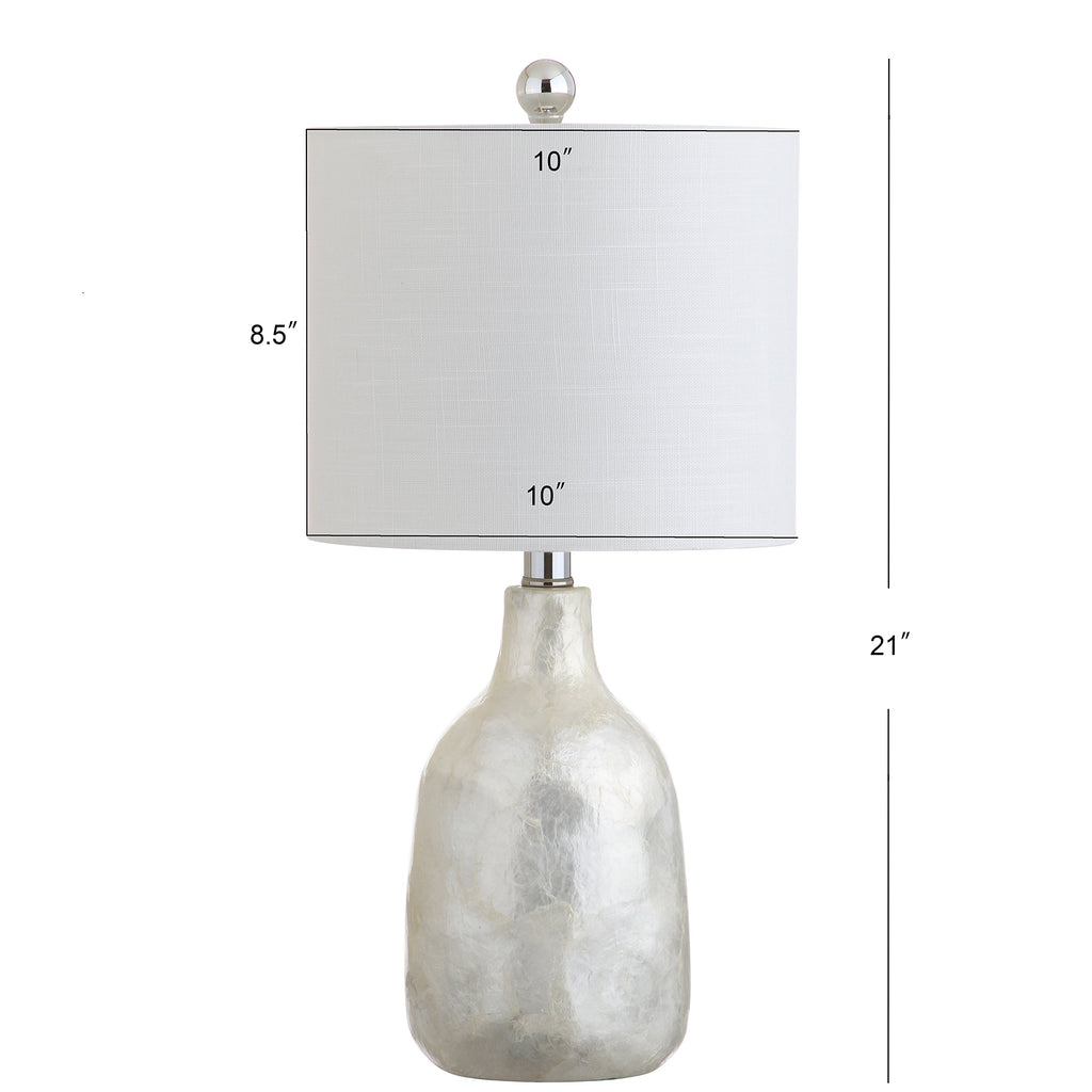 Lucille 21" Capiz Seashell Table Lamp, Pearl White