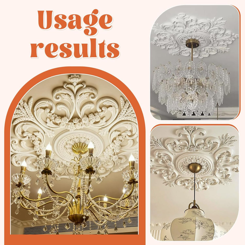 28" Large PU Ceiling Medallion Combination Decorative - 28 inch Classic French Chandelier Base Cover, Victorian