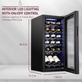 18 Bottle Compressor Wine Cooler Refrigerator w/Lock - Large Freestanding Wine C
