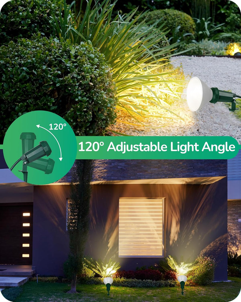 Spotlights Outdoor with 6FT Cord, Flood Stake Lights E26 150W | 120V Weatherproof Plug in LED Landscape Light Socket