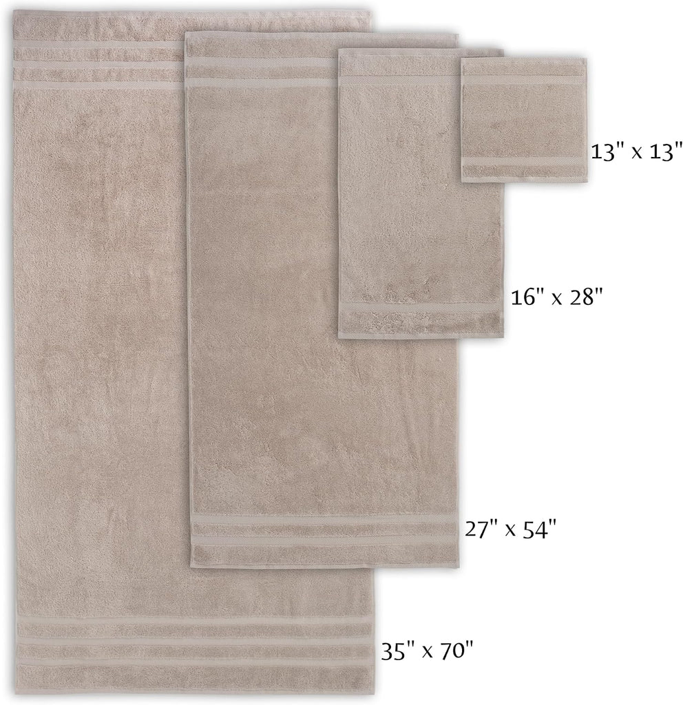H&L | Olea Luxury Turkish Cotton Bath Towels Set of 6 : 2 Bath Towels 2 Hand Towels 2 Wash Cloths, Sand | Thick