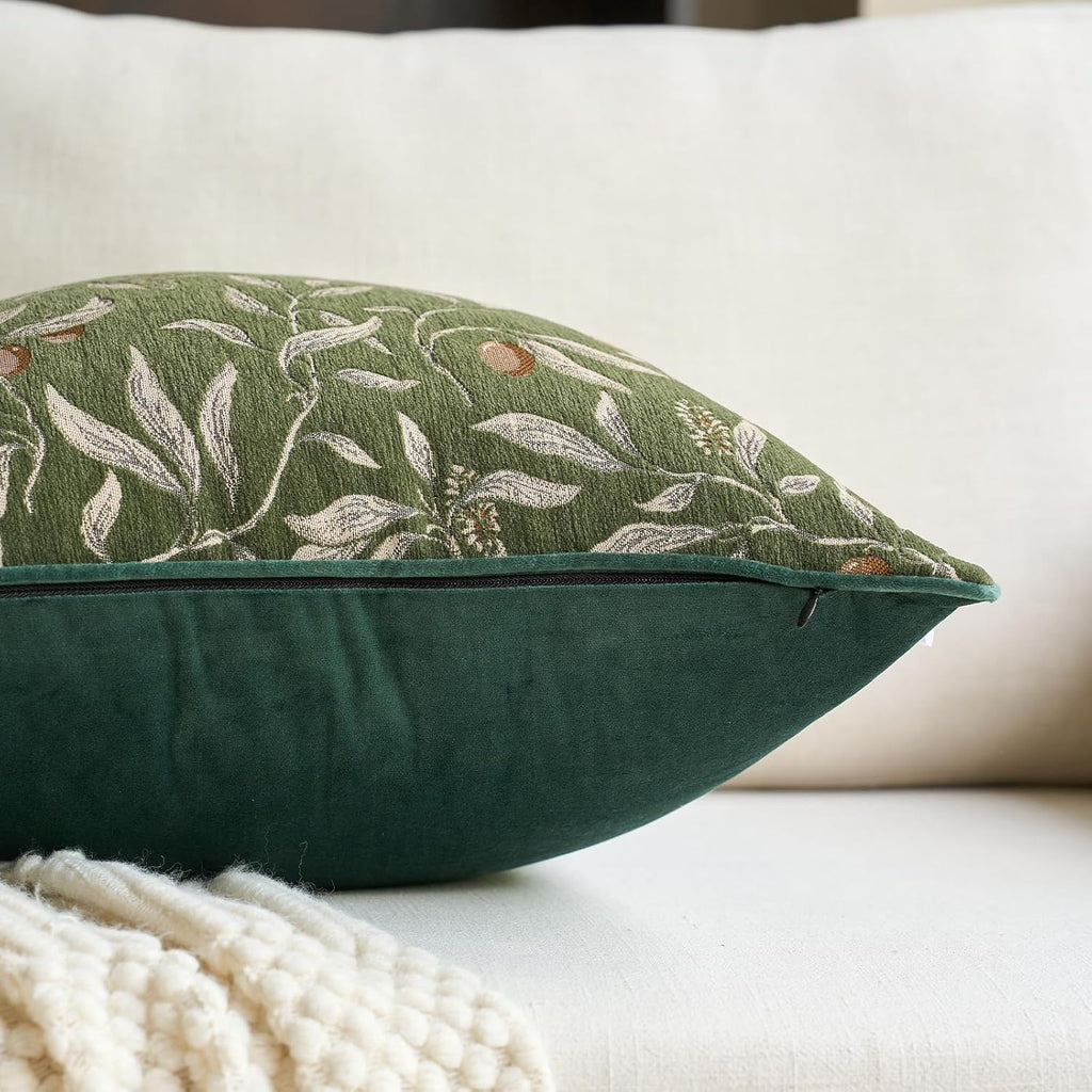 Green Floral Throw Pillow Cover 12 x 20 Inch Rectange Luxury Decorative Lumbar Pillow Cover