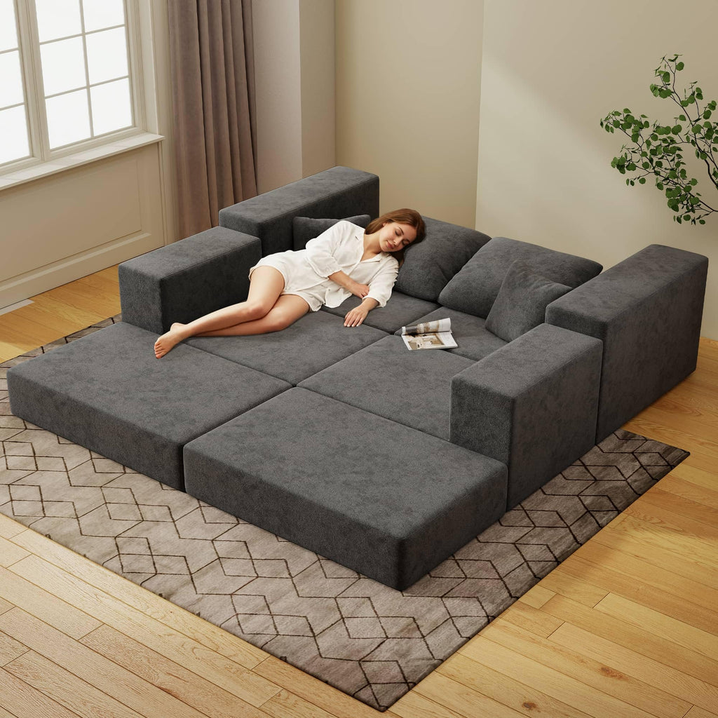 Cloud Modular Sectional Sofa, Comfy Boneless Couch, Modern L-Shaped Couch with Reversible Chaise, Customizable