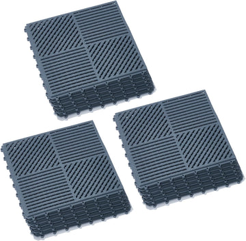 18 Pack Interlocking Drainage Tiles Double Non-Slip Tiles Mat with Drain Holes for Pool, Bathroom, Shower, Pantry