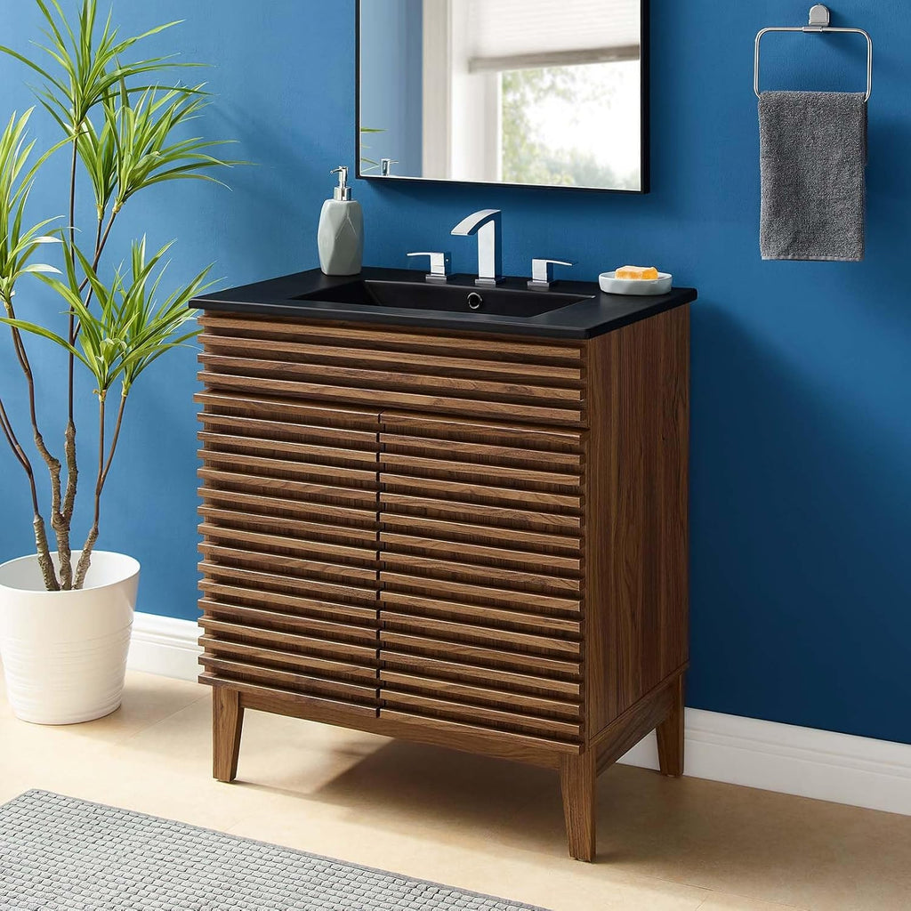 Render 30" Bathroom Vanity with Sink in Walnut Black
