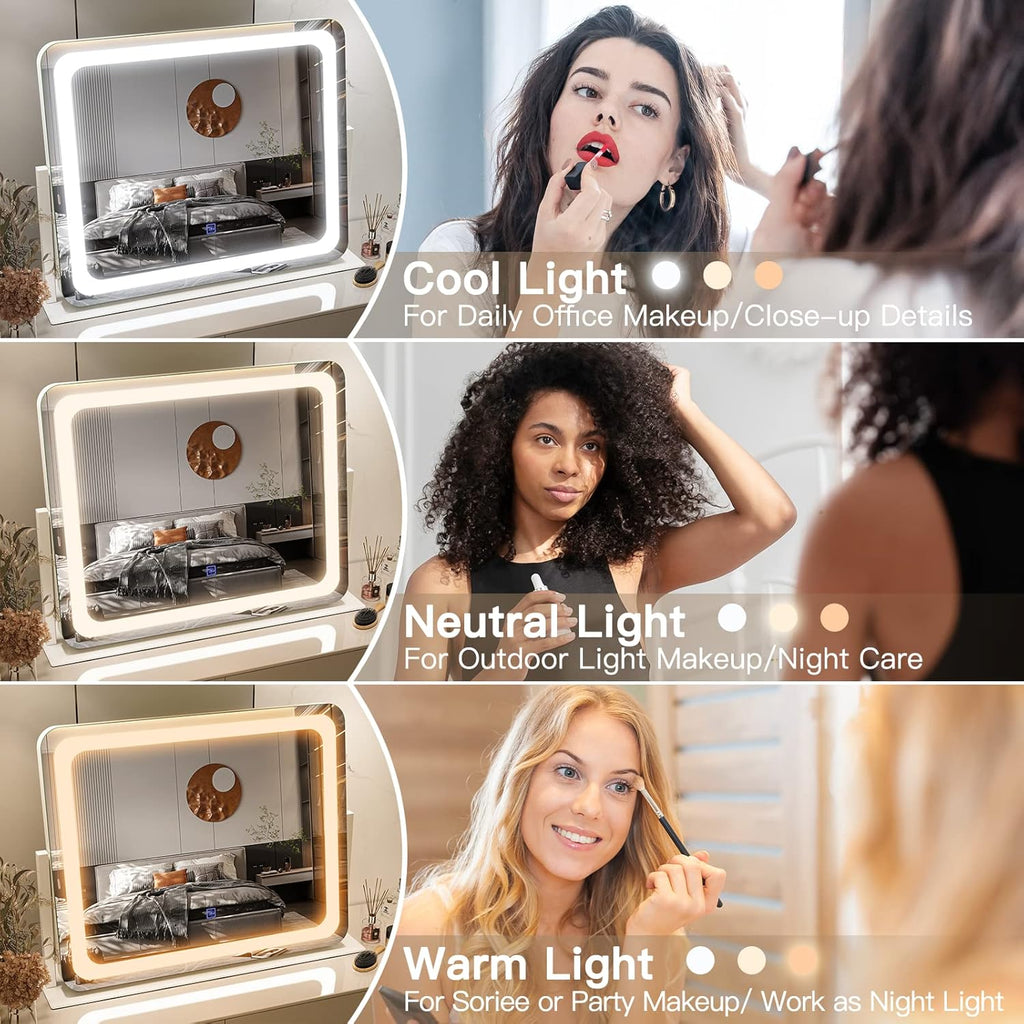 Vanity Mirror with Lights 22''x17'' Makeup Mirror with Lights,Vanity Mirror Touch Screen with 3-Color Lighting