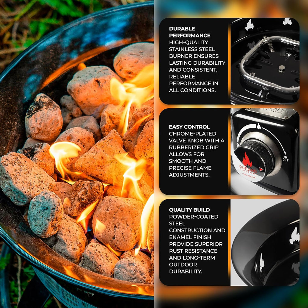 Portable Propane Fire Pit, 19-inch, 58,000 BTU with Fire Pit Cover & Carry Kit, Smokeless Gas Firebowl