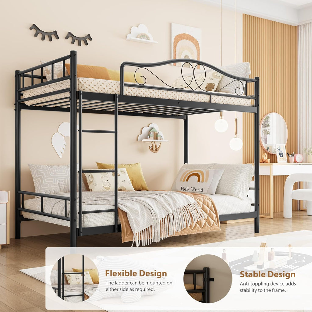 Bunk Bed Twin Over Twin with Ladder & Full Safety Guardrail