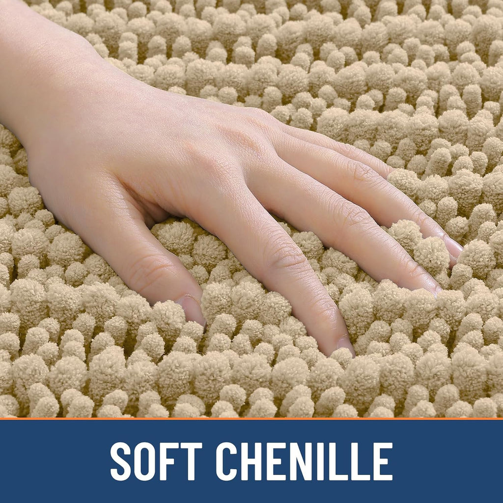 Bathroom Rugs Sets 2 Piece (30x20+24x16), Extra Soft Bath Mats | Beige Soft Absorbent, Rubber Backing Machine