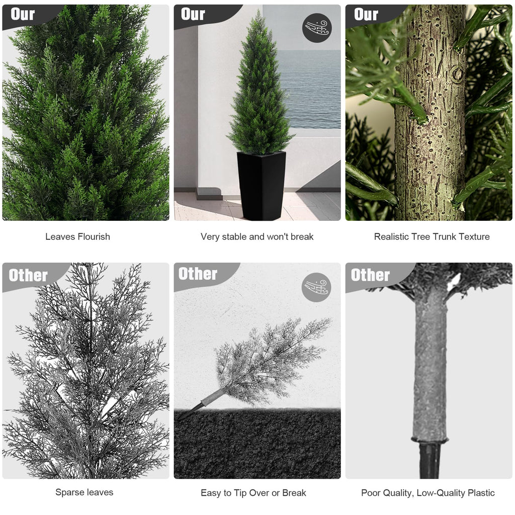 Artificial Cedar Trees for Outdoors, 5ft 2-Pack White Square Planter