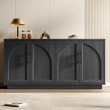 Buffet Cabinet with Storage, 59'' Modern Arched Sideboard Cabinet w/Adjustable Shelves, Wood Media TV Console Table