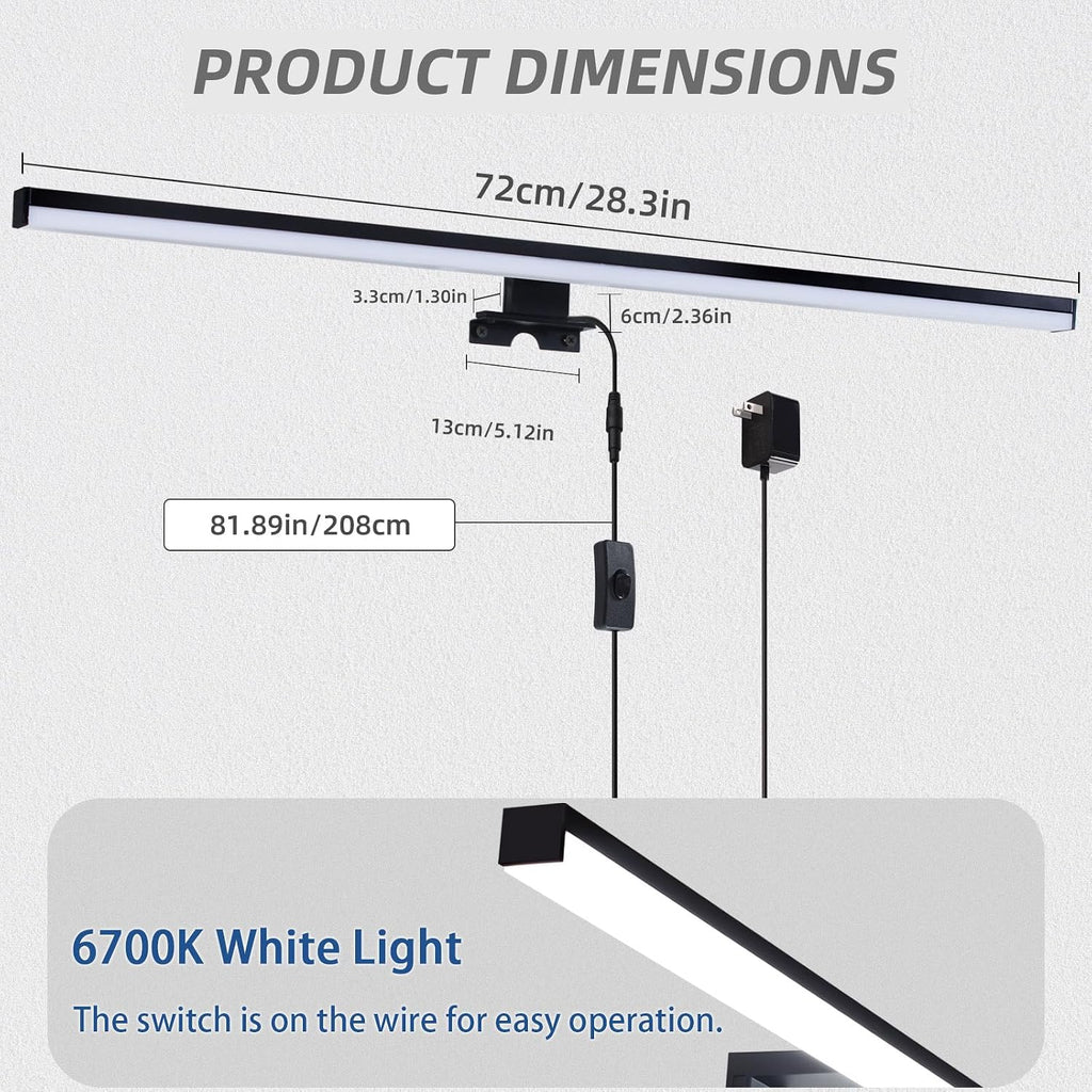 Plug Light Fixtures Modern Black Vanity Lights Over Mirror,Non-Dimmable LED Picture Light 28" Vanity Light Bar Wall