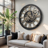 ImprovingLife The Gears Clock The Original Real Moving Gear Wall Clock Vintage Industrial Oversized Rustic Farmhouse (24 inch (60cm),...