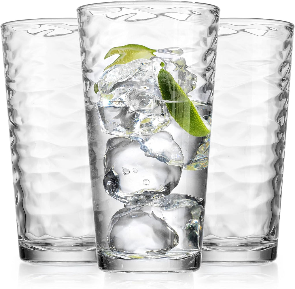 Drinking Glasses Set of 10 Highball Glass Cups, 17 Oz Cooler Glassware. Home and Bar Everyday Basic Drinkware Elegant