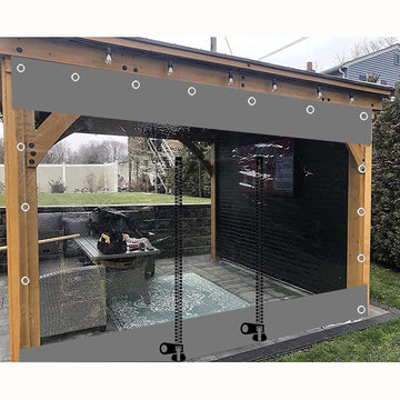 Waterproof Clear Tarp Curtains, Outdoor Pvc Transparent Tarpaulin Side Panels, With Zip, Pergola Patio Porch Gazebo