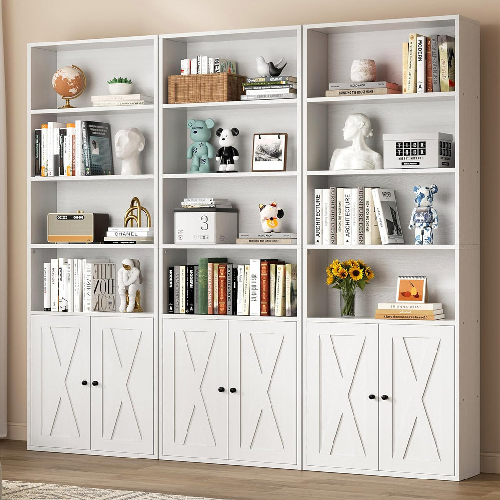 Bookshelf, Industrial Bookshelves and Bookcases with Doors Floor Standing 6 Shelf Display Storage Shelves 70.6 inches