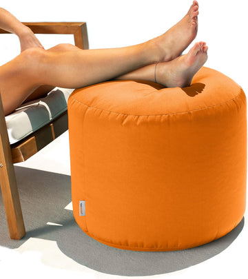 Spring Outdoor Ottoman/Side Table, Premium Sunbrella, Tangerine