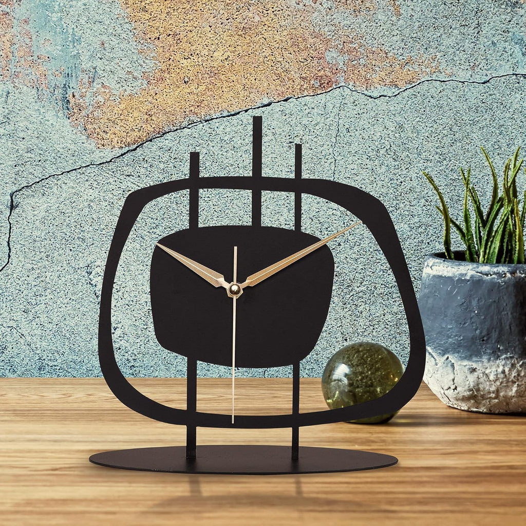Table Clock Office, Bedside, Kitchen | Silent Running Night Shelf Analog Desk Clock with 8 x 9 inch Size | Decorative