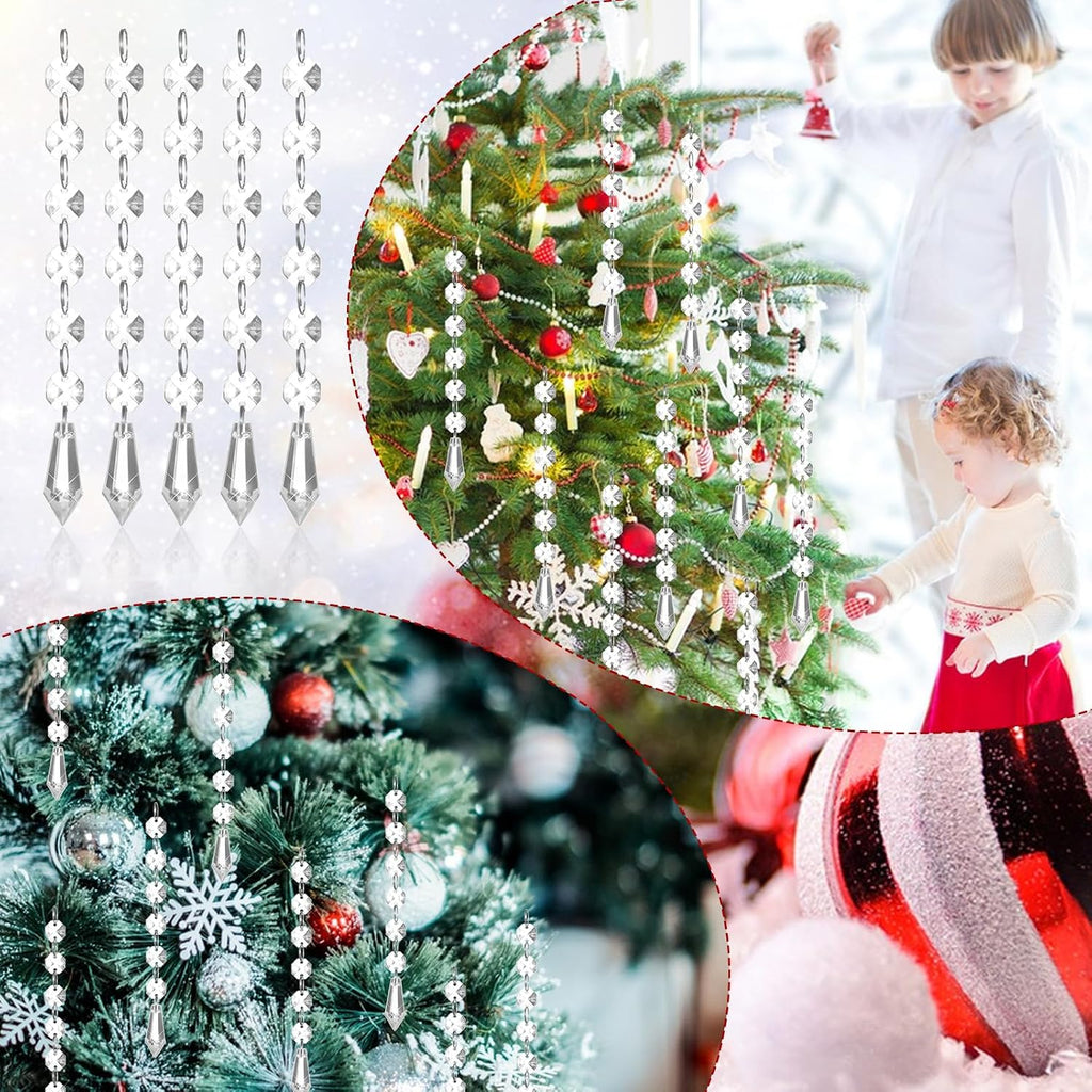 100 Pcs Acrylic Hanging Crystals for Centerpieces Chandelier Clear Crystal Garland Strands Ornament Acrylic Clear