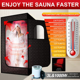 Portable Infrared Sauna Box with Red Light Therapy, 3L Steamer, Upgraded Foldable Chair & Mat