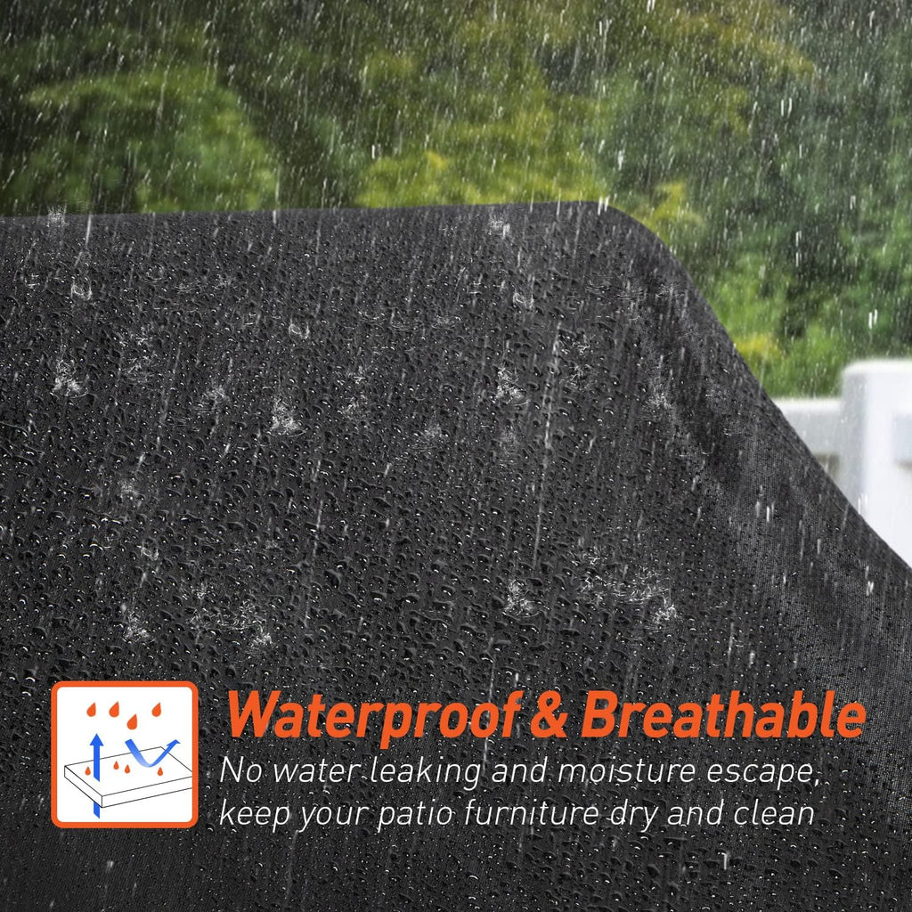 Patio Chaise Lounge Cover Waterproof 2 Pack, 80" x 30" x 26" H,Black - Set of 2