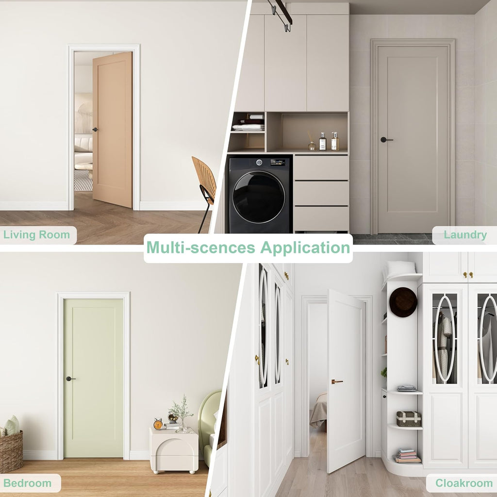 30"x80" 1-Panel Shaker Style White Primed Hollow Core Interior Molded Door Slab, NOT Pre-drilled and NOT Included Hardware, Pre-Assembled Interior Door for Pantry, Laundry, Closet