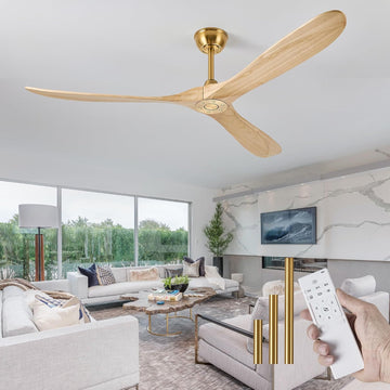 Inspired Maverick Style 72" wood ceiling fan, Brass Gold