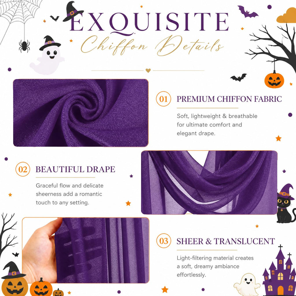 Purple Wedding Arch Draping Fabric Halloween Arch Drapes Sheer Fabric for Draping 20ft Wedding Draping Fabric for
