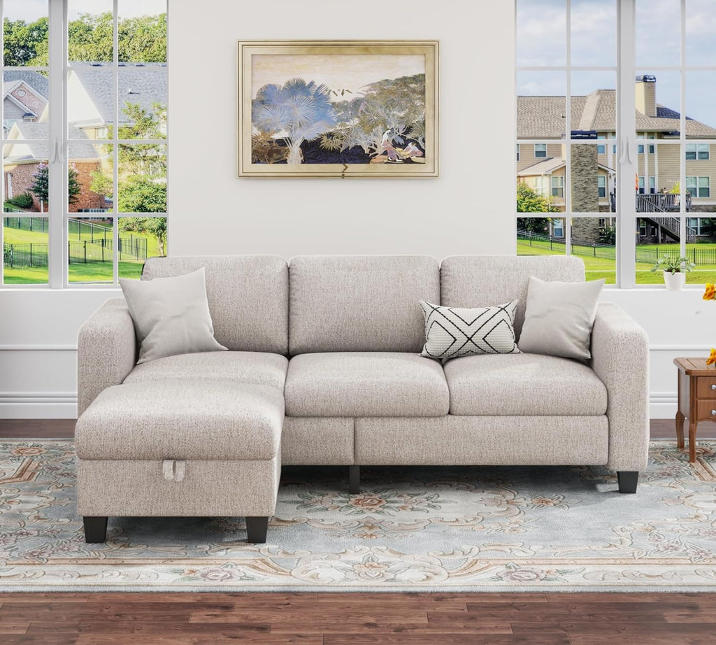 Sectional Couches for Living Room - Convertible L Shaped Couch with Storage Ottoman