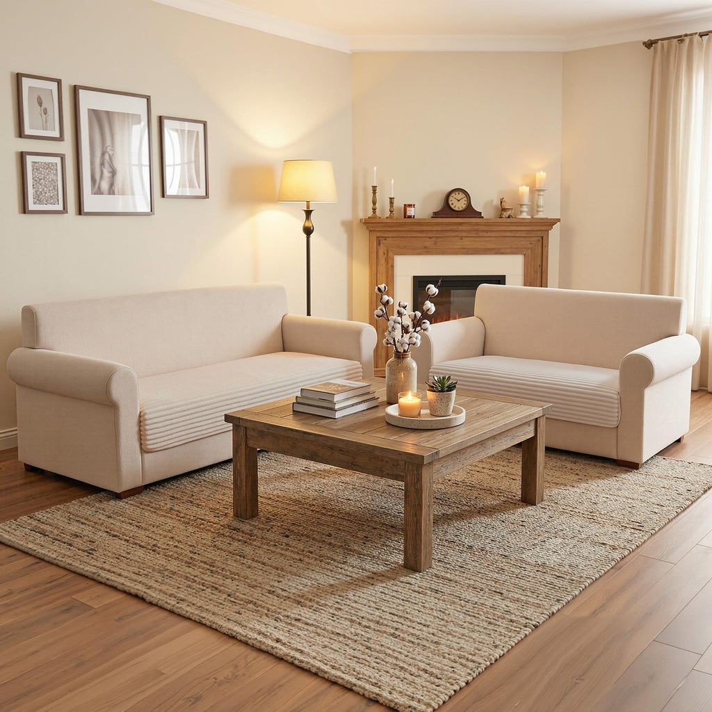 Couch Covers for Sectional Sofa, Khaki, 35"x63"+35"x63"