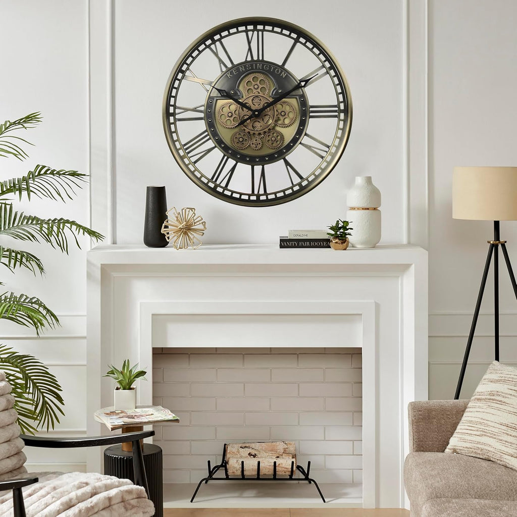 21 Inch Large Moving Gears Wall Clock for Modern Farmhouse Living Room Decor