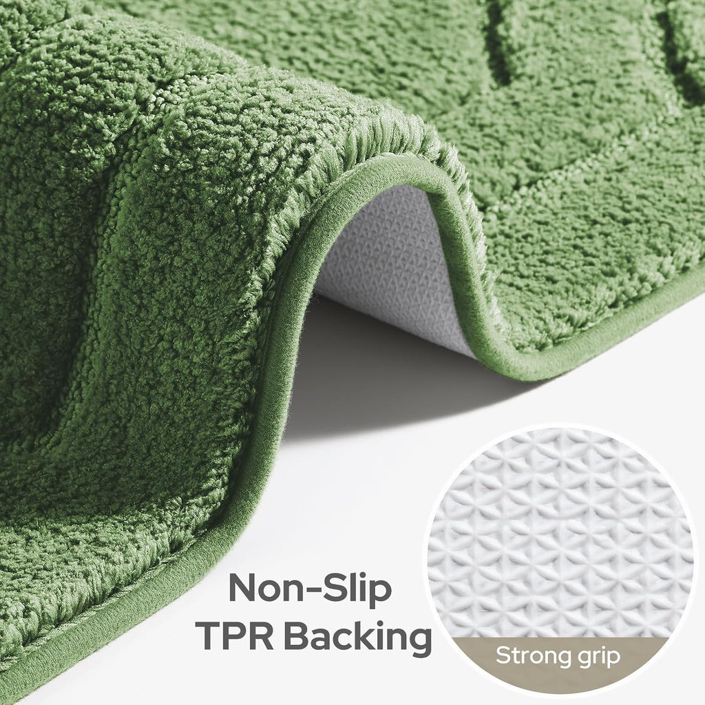 Bathroom Rugs Sets 2 Piece, Extra Soft and Absorbent Microfiber Plush Bath Mat with Non Slip Backing(Sage Green)