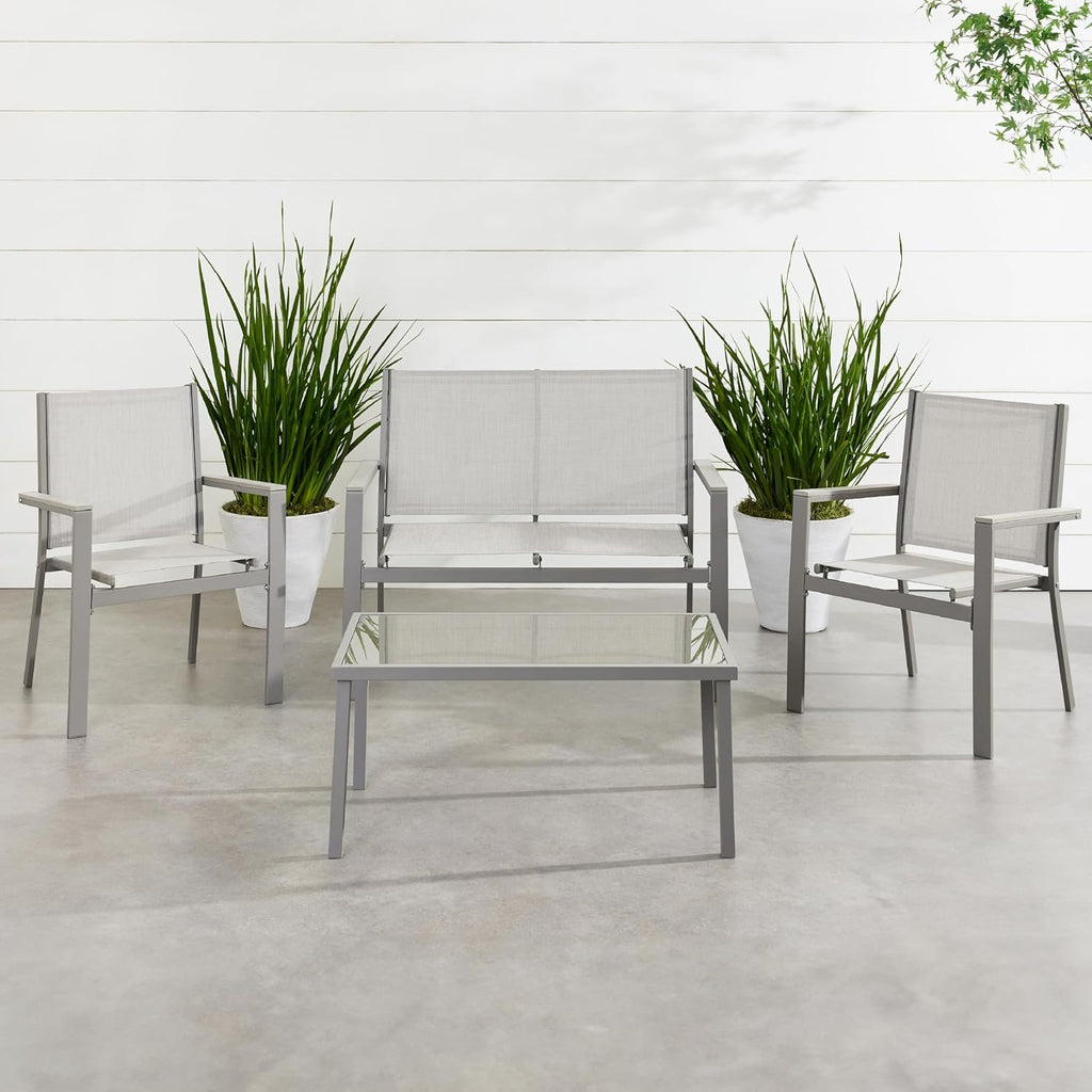 Best Choice Products 4-Piece Outdoor Textilene Patio Conversation Set, Backyard Furniture w/Loveseat, Coffee Table