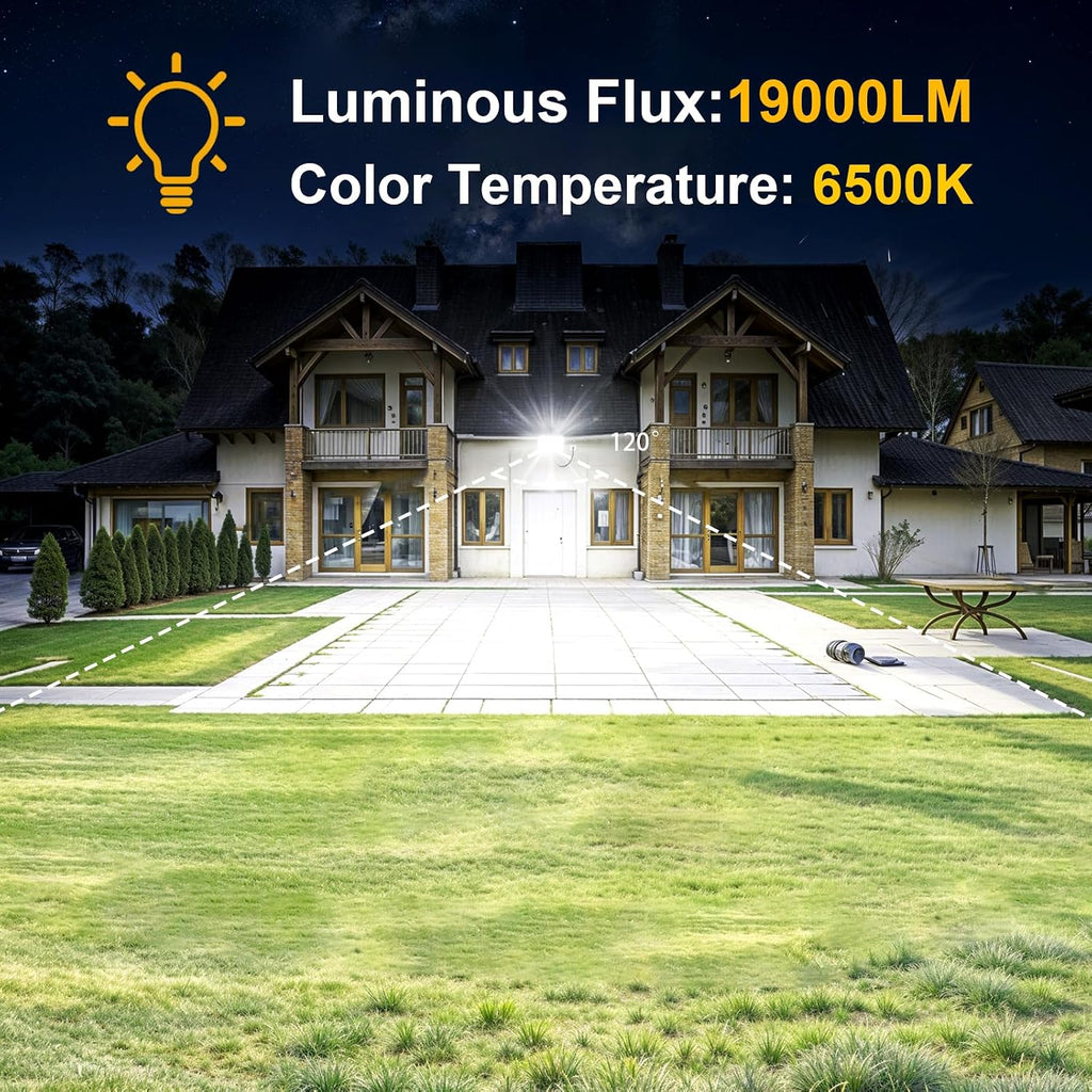 200W Flood Lights Outdoor,19000lm Bright LED Work Light with Plug,Daylight White LED Flood Lighting,IP66 Waterproof