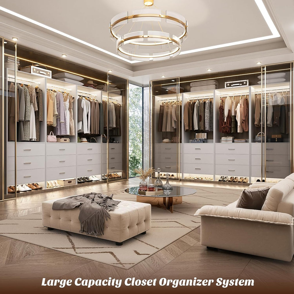 Closet System Closet Organizer, Wood Closets Organizer System, Walk-in Closet or Wardrobe, Clothes Rack with Hanging