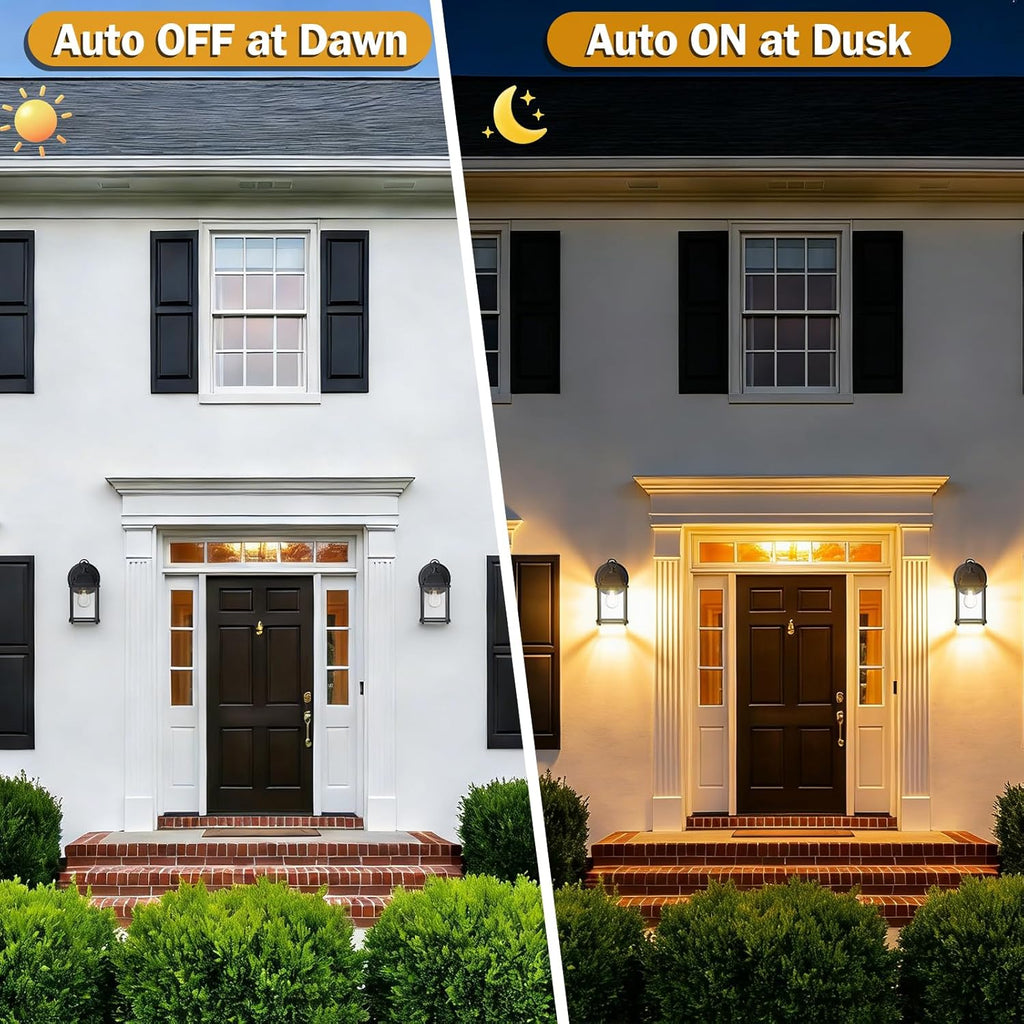 Dusk to Dawn Outdoor Wall Lantern, Wall Sconce Waterproof Porch Lighting Fixture, E26 Base