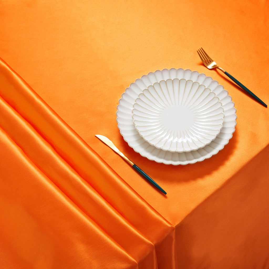 6 Pack Satin Table Cover Rectangle, 60 x 84 Inches, Orange