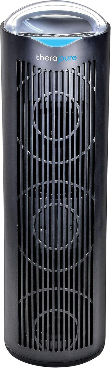Therapure TPP640 Air Purifier Tower with Air Sensor, Handle, and Remote Control (Black)