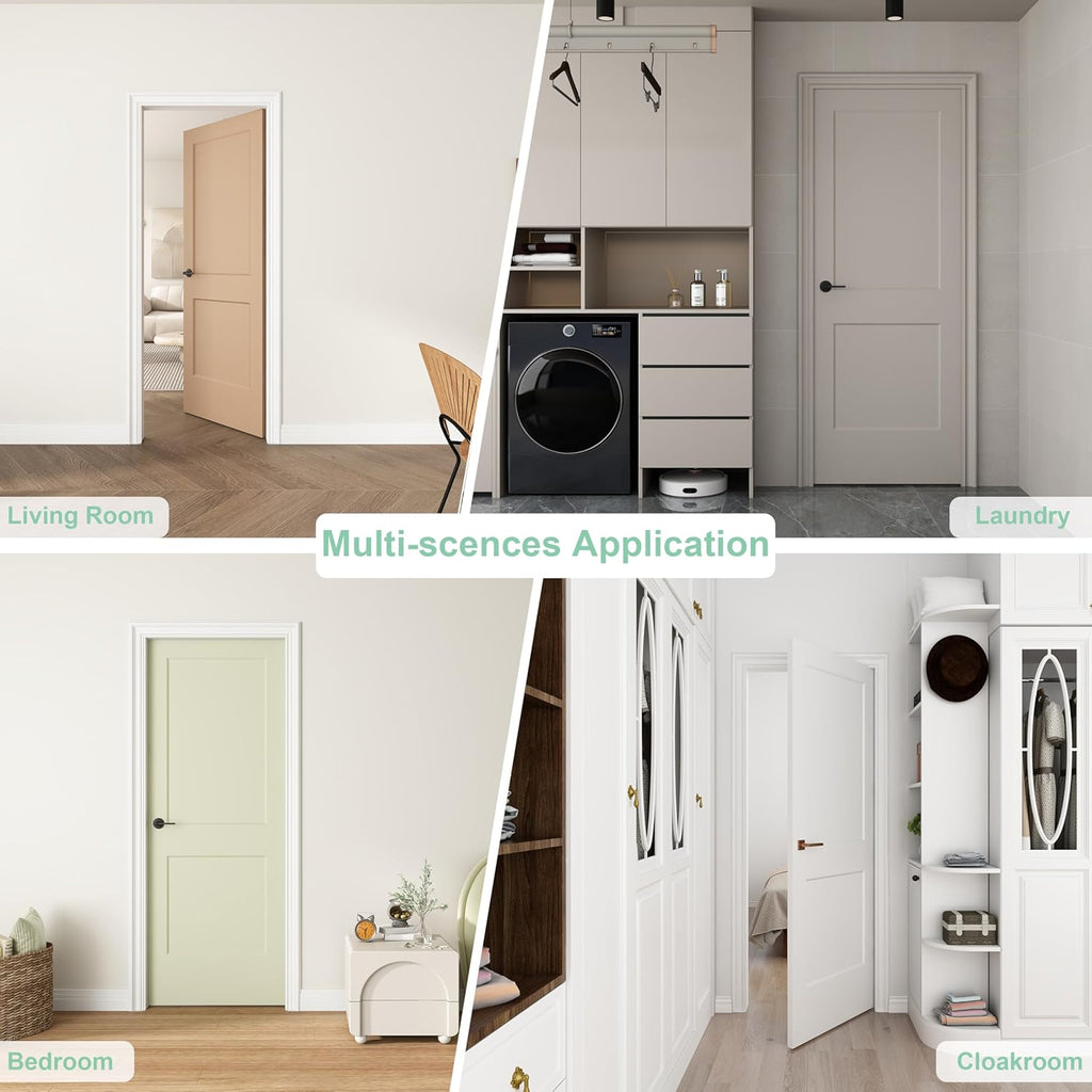 30"x80" 2-Panel Shaker Style White Primed Hollow Core Interior Molded Door Slab, NOT Pre-drilled and NOT Included Hardware, Pre-Assembled Interior Door for Pantry, Laundry, Closet