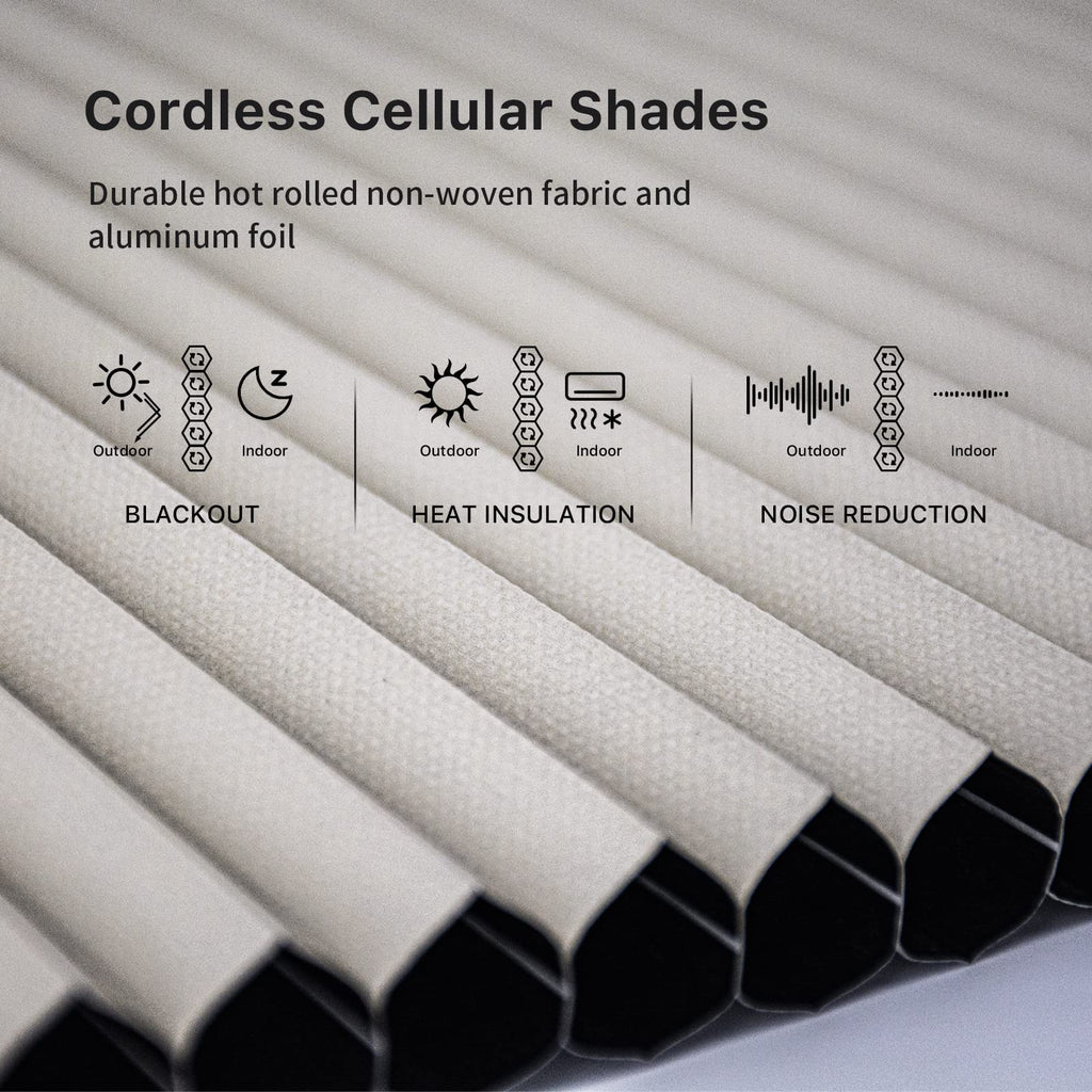 ZigBee Smart Blind, Motorized Blackout Window Shades with Remote, Cordless Honeycomb Blinds, Automatic Height