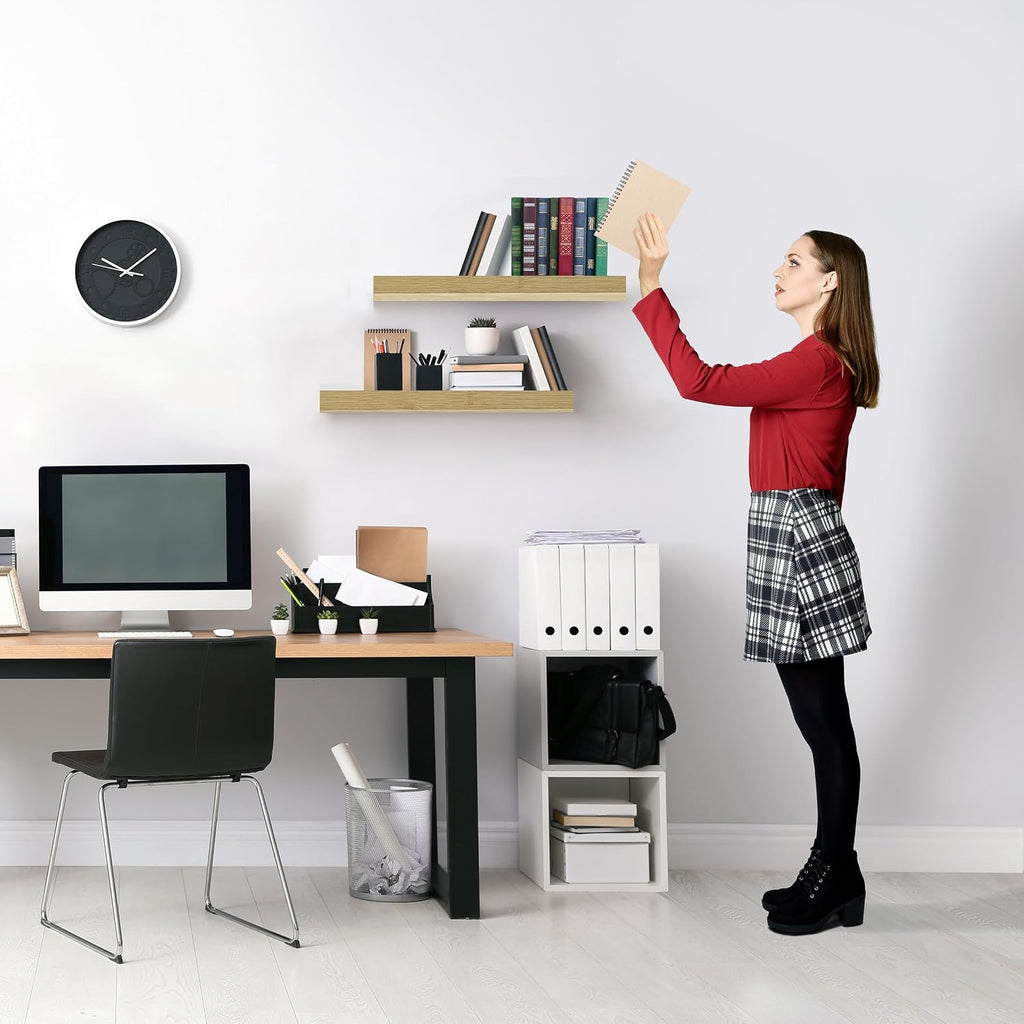 Floating Shelves for Wall - 16 Inch Floating Shelf & Wall Decor - Mounted Bathroom Shelves with Invisible Brackets