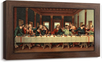 The Last Supper by Leonardo Da Vinci - Christian Wall Decor Religious Wall Art with Inner Wooden Frame Jesus Painting