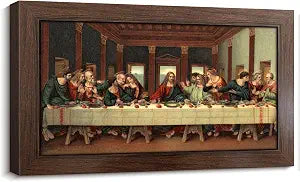 The Last Supper by Leonardo Da Vinci - Christian Wall Decor Religious Wall Art with Inner Wooden Frame Jesus Painting