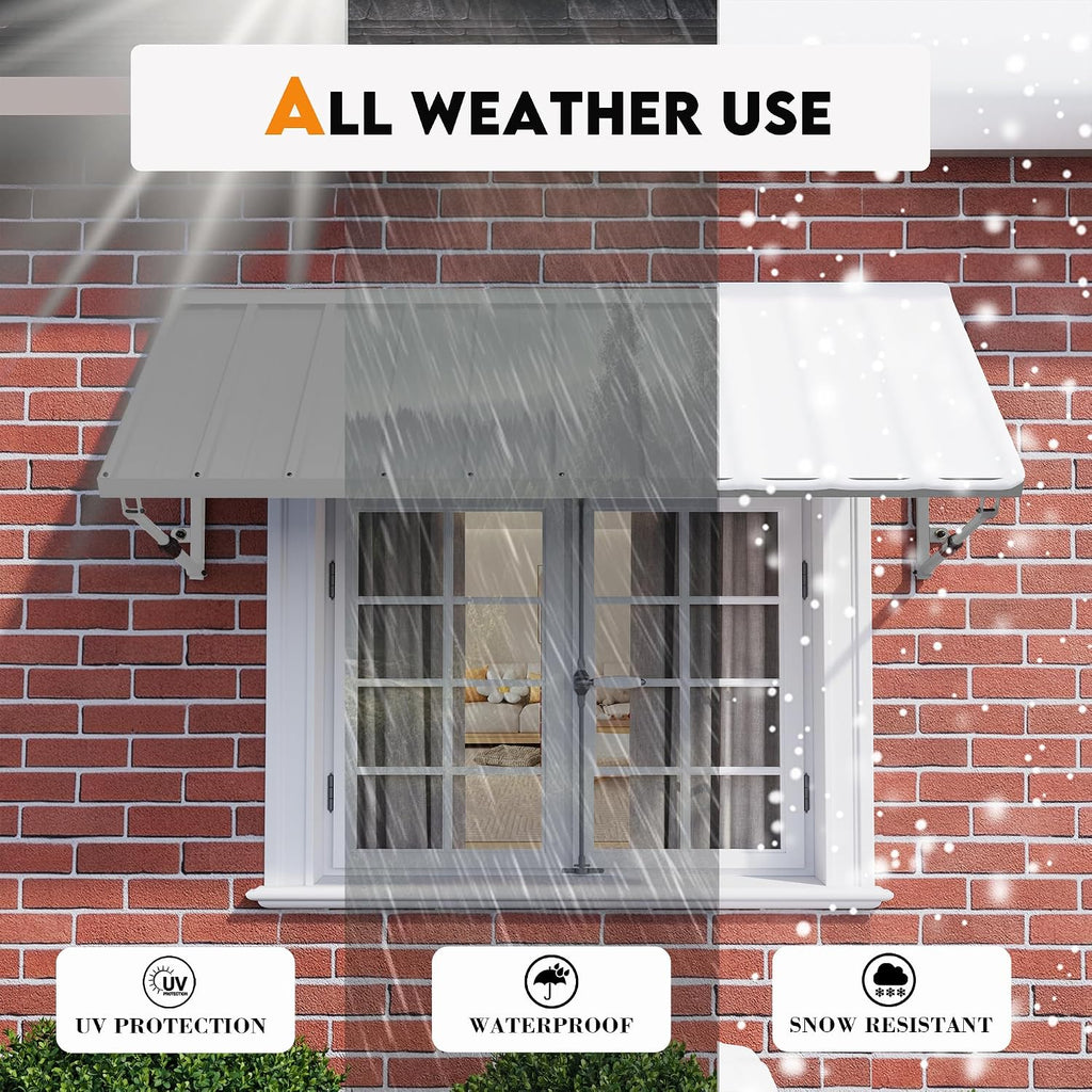 Metal Awning for Door Entrance, 41x24 Inches Adjustable Angle Window Awnings , Sunsetter Shade Canopy Outdoor